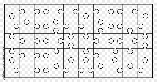 Puzzle line icon. Jigsaw puzzle template. Game with details. Vector illustration isolated on transparent background