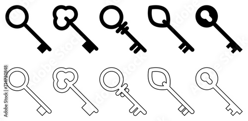 Set of flat and line key icons. Vector illustration isolated on white background