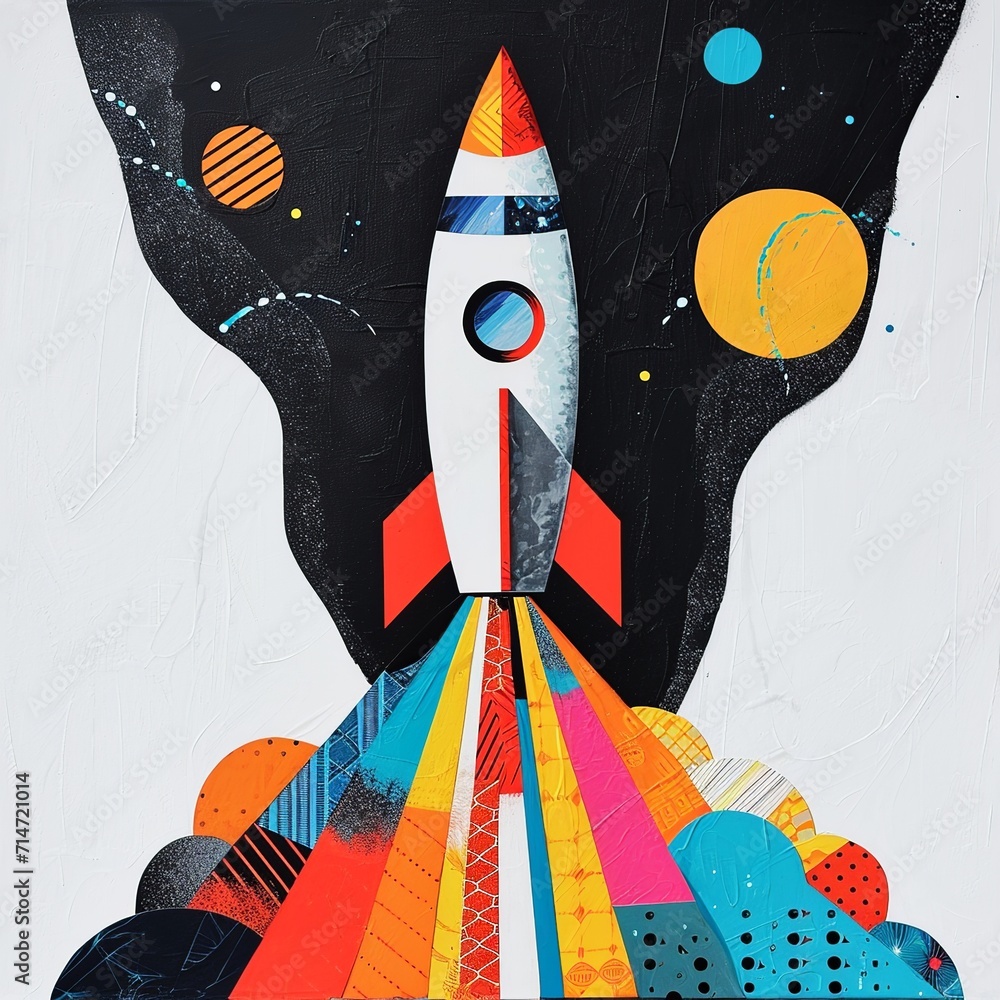 Rocket Growth: Dynamic Patterns in Black and White Outline