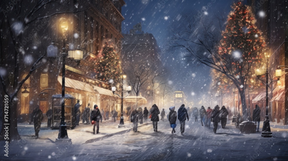 Obraz premium Beautiful holiday decoration in street in a large city.