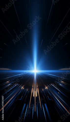 Abstract glowing circle lines on dark blue background. Geometric stripe line art design. Modern shiny blue lines, Generate AI