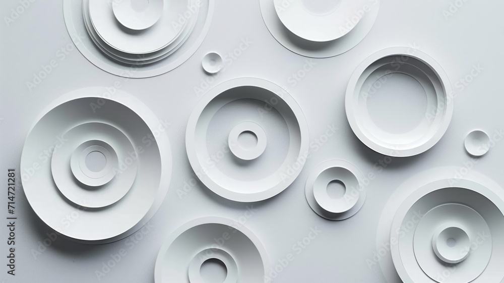 Circles background in paper cut style. White and grey colors. Decorative geometric shapes backdrop Circles background in paper cut style. White and grey colors. Decorative geometric shapes backdrop