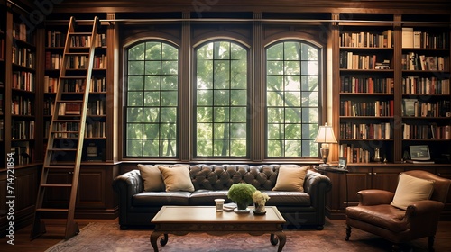 built-in bookshelves for a library-like atmosphere.