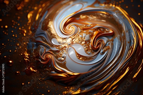 Abstract background with golden and black liquid pattern.