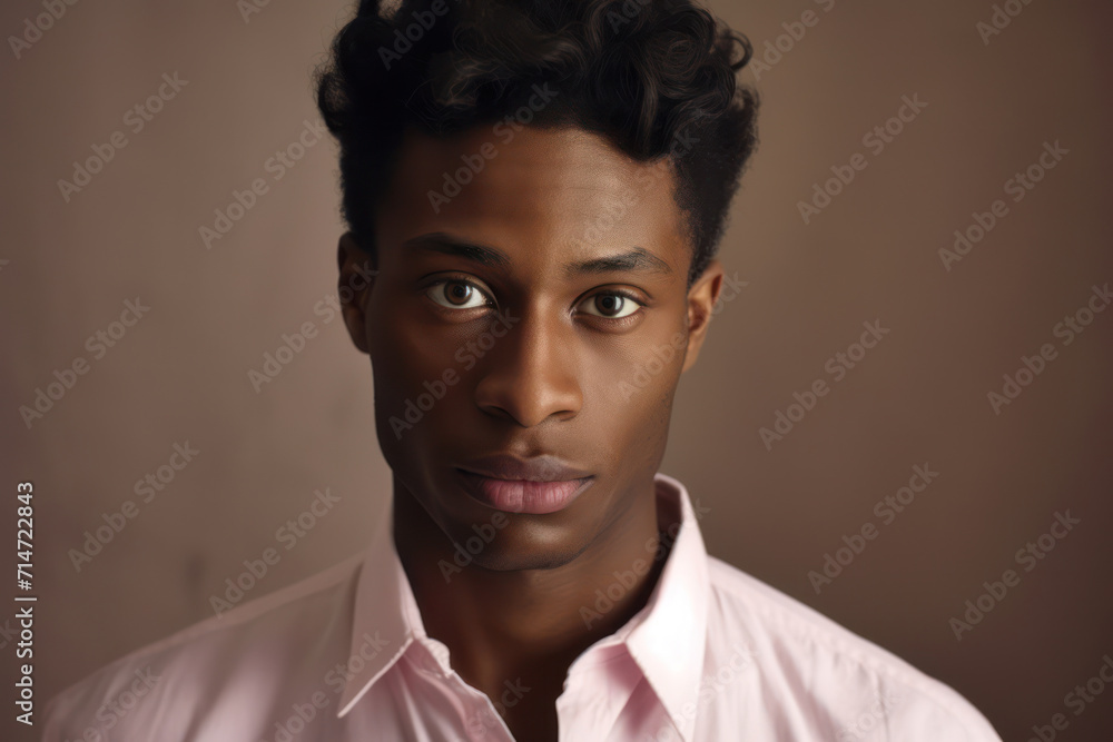 Fototapeta premium Confident African American Man with Attractive Expression, Isolated on White Background.