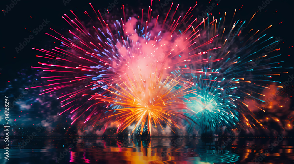 Fototapeta premium Fireworks background for celebration, holiday celebration concept