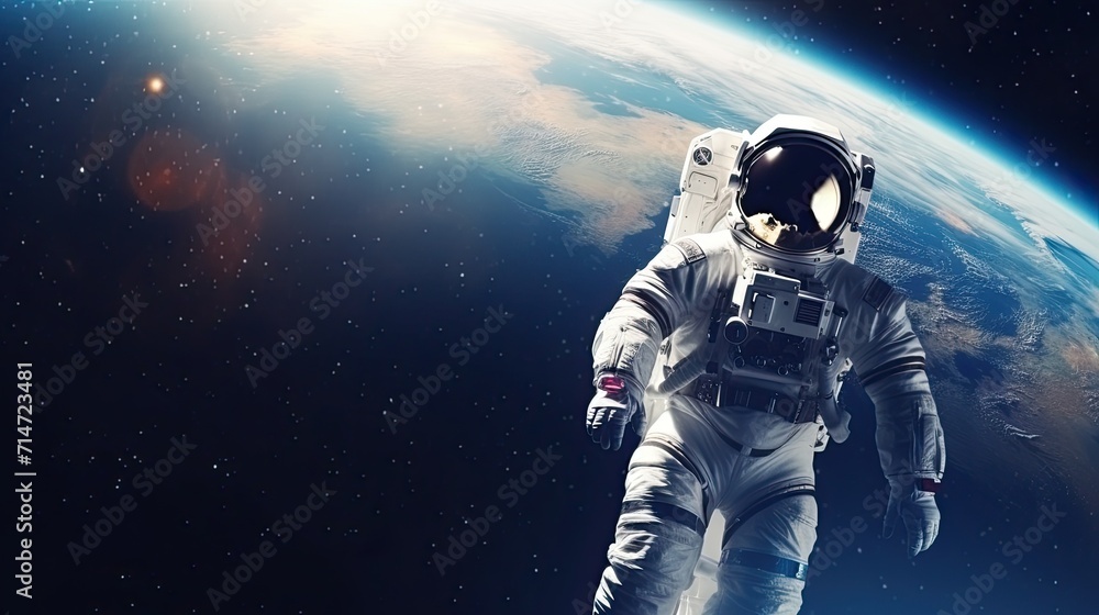 Astronaut in the outer space over the planet Earth Astronaut in the outer space over the planet Earth