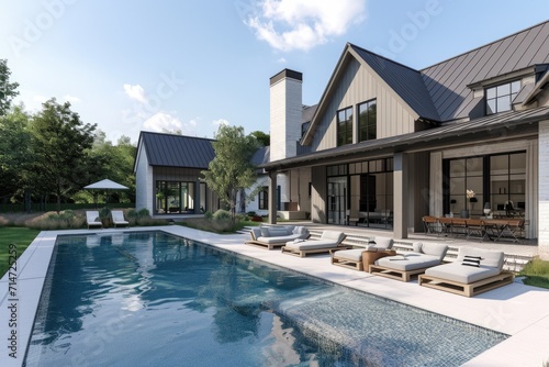 real estate modern residential luxury villa house with a swimming pool © DailyLifeImages
