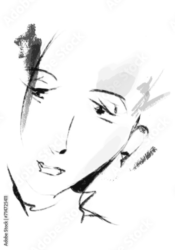female portrait simple sketch vector