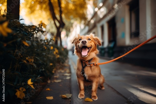 dog walking on the street