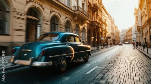 Vintage car in the street of Prague. Czech Republic in Europe. © Joyce