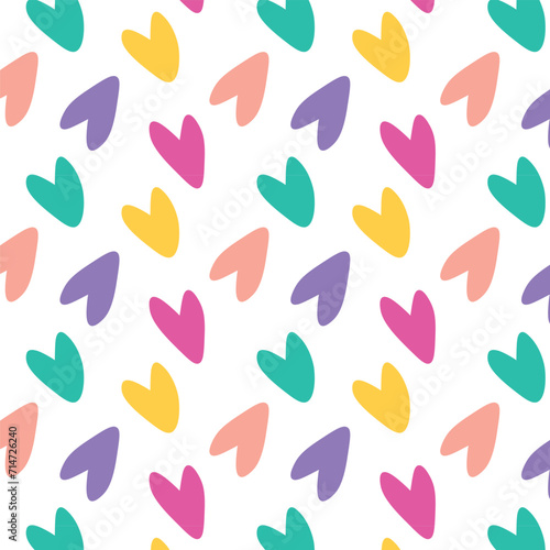 Colorful heart seamless pattern ,love vector in beautiful pastel colors