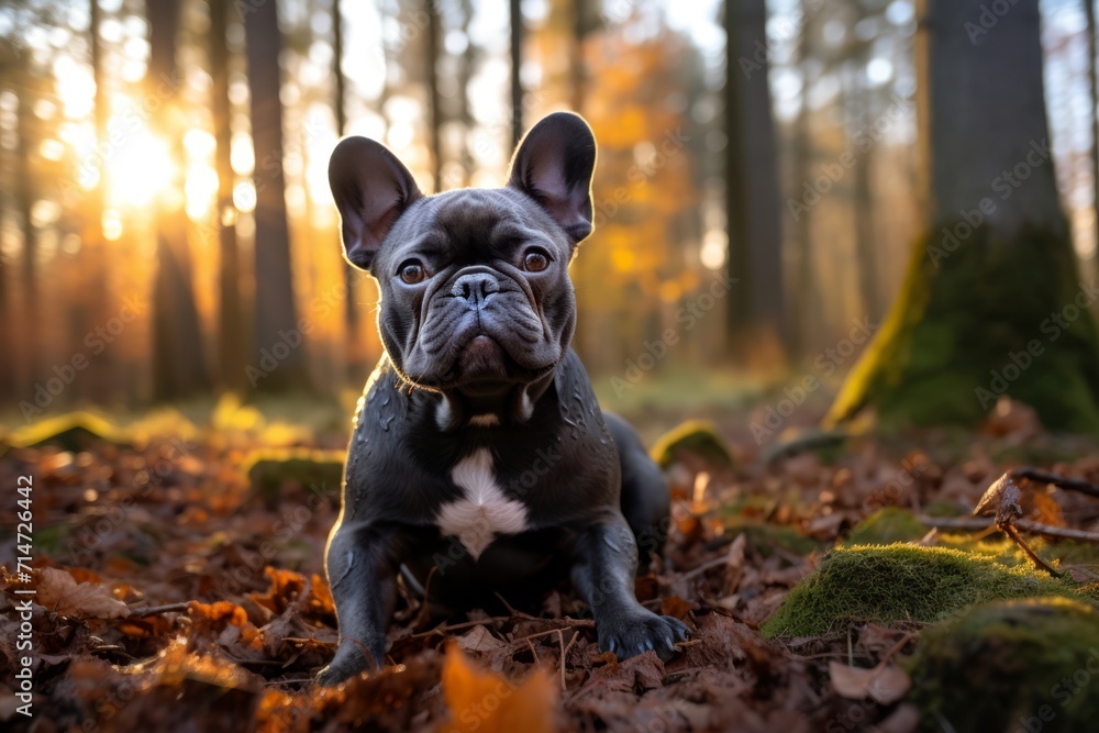 french bulldog posing in the park, pet photography