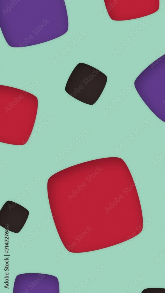 Abstract background of flat rotating and levitating curved square background. Multicolor animated shape background. Seamless looped motion graphics background red purple black Abstract background of flat rotating and levitating curved square background. Multicolor animated shape background. Seamless looped motion graphics background red purple black