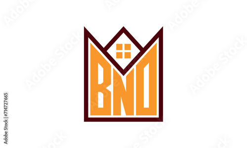 BNO initial letter real estate builders logo design vector. construction ,housing, home marker, property, building, apartment, flat, compartment, business, corporate, house rent, rental, commercial photo