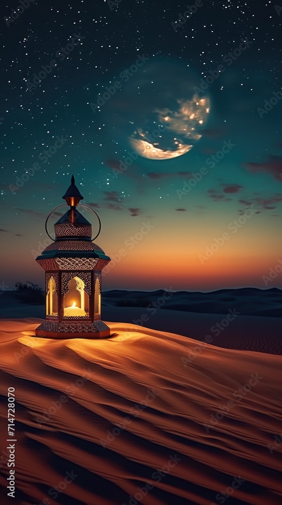 Ramadan Lantern Moon Light Decoration Blue Background Wallpaper Image For Free Download