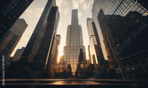 Fototapeta Naklejka Na Ścianę i Meble -  Skyscrapers, futuristic dark city