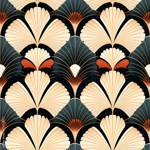 flower illustration inspired Japanese traditional pattern