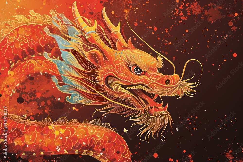 Chinese lunar new year celebration template with zodiac dragon and copy space design. Chinese lunar new year celebration template with zodiac dragon and copy space design.