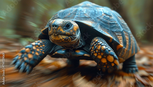 Fast turtle running. Speed race. The Tortoise. Turtle racing to win . Fast turtle in nature