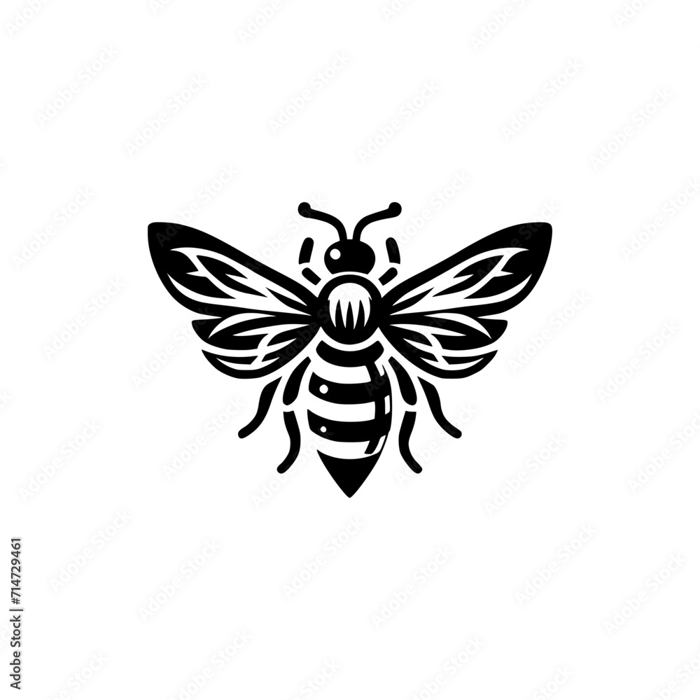 Professional black and white bee logo, suitable for a variety of industries. Minimalistic aesthetic, isolated on a white background. Silhouette icon of a wasp. simple logo of a honeybee. Professional black and white bee logo, suitable for a variety of industries. Minimalistic aesthetic, isolated on a white background. Silhouette icon of a wasp. simple logo of a honeybee.