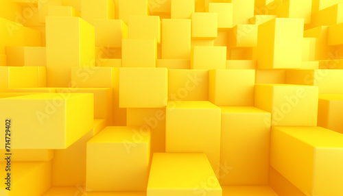 3D Yellow Background Geometric Abstraction