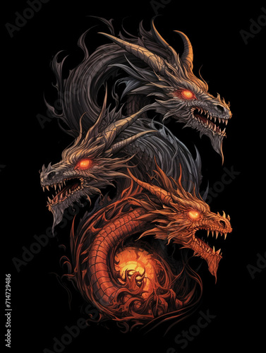 Illustration of dragon side view full body