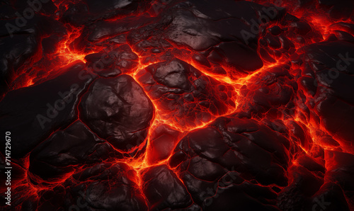 Lava flow on black background. 3D illustration of lava flow. © Vitalii