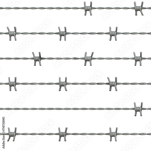 Seamless background barbed wires set. Protective boundary.