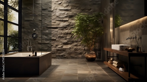 natural stone tiles for a luxurious and earthy feel.