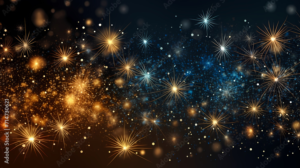 Fototapeta premium Beautiful fireworks background at night for holiday decoration