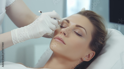 Woman having botox applied to her face