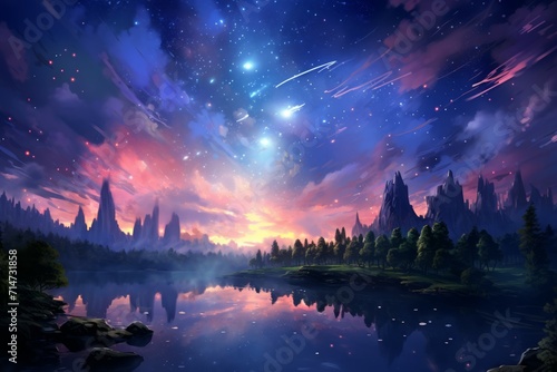 Ephemeral star showers, painting the night sky with fleeting bursts of cosmic beauty - Generative AI © Sidewaypics