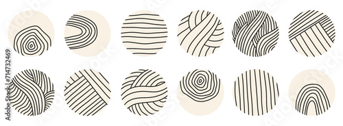 Hand drawn doodle abstract aesthetic shapes symbols illustration vector set banner wallpaper background modern pattern design rainbow squiggle circle bullet point to do symbol black and white png