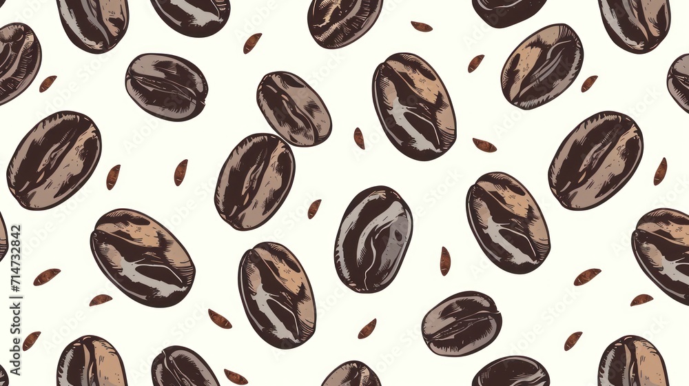 Abstract background of vector illustration of coffee beans.