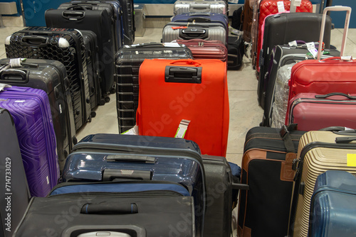 Unclaimed, delayed and lost luggage at the International Airport photo