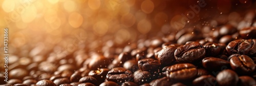 Abstract background of close-up view of coffee beans. photo