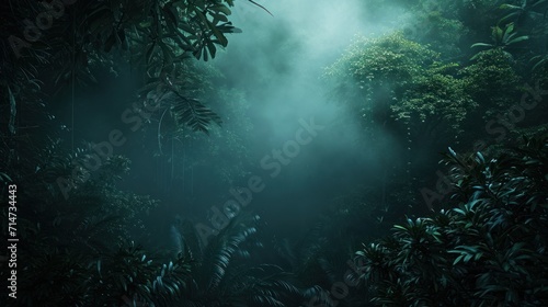 Prehistoric forest jungle with giant trees.