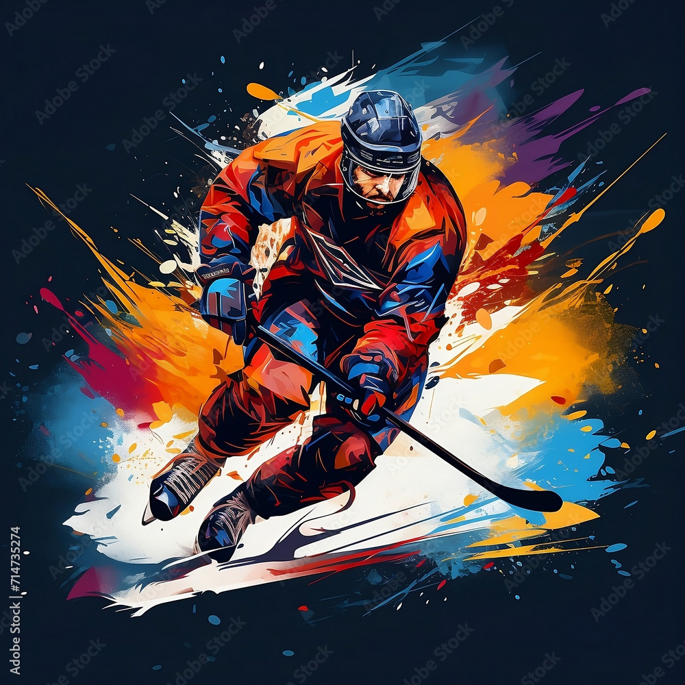 Man playing hockey, Generative Ai