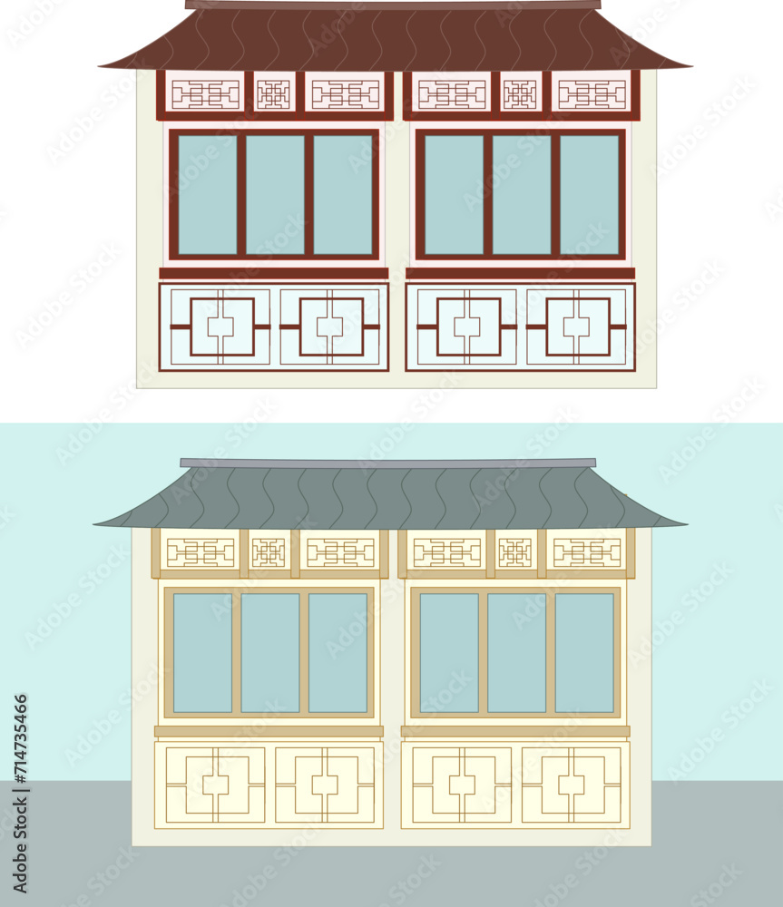 Obraz premium collection of Chinese asian architecture buildings. cute white h