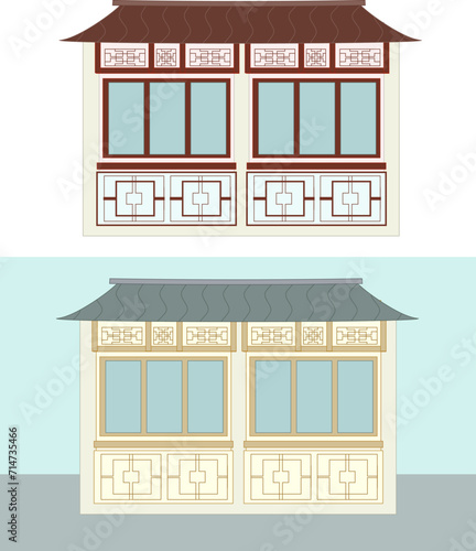 collection of Chinese asian architecture buildings. cute white h