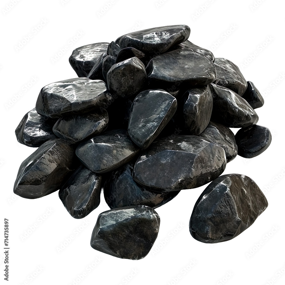 Pile of irregularly shaped, dark coal pieces isolated on transparent background, cutout, png Pile of irregularly shaped, dark coal pieces isolated on transparent background, cutout, png