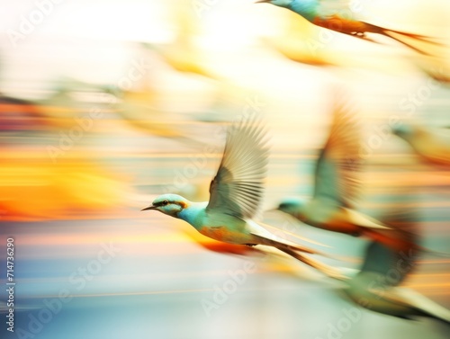 Birds in a hurry. Busy wildlife concept