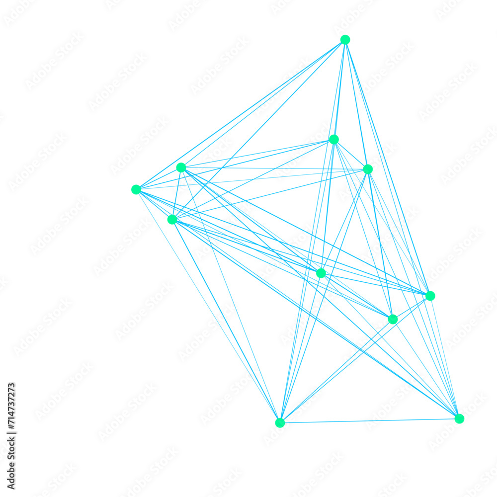 An abstract cut out transparent node network futuristic design element