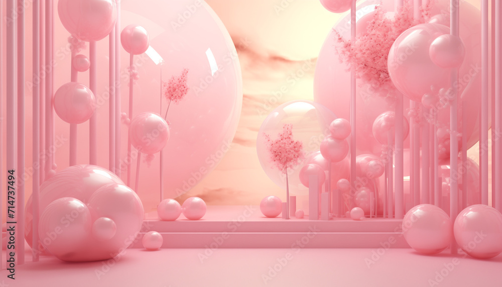 3d light pink background, Geometric Abstraction 3d light pink background, Geometric Abstraction
