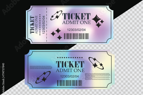 tickets with hologram gradient colors in vector