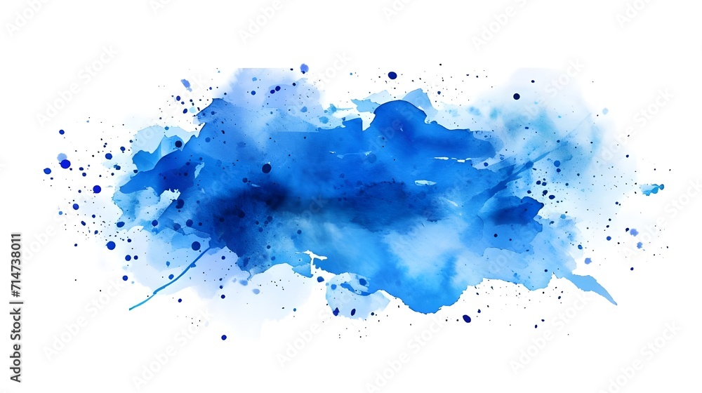 abstract blue watercolor brush strokes on an isolated white background