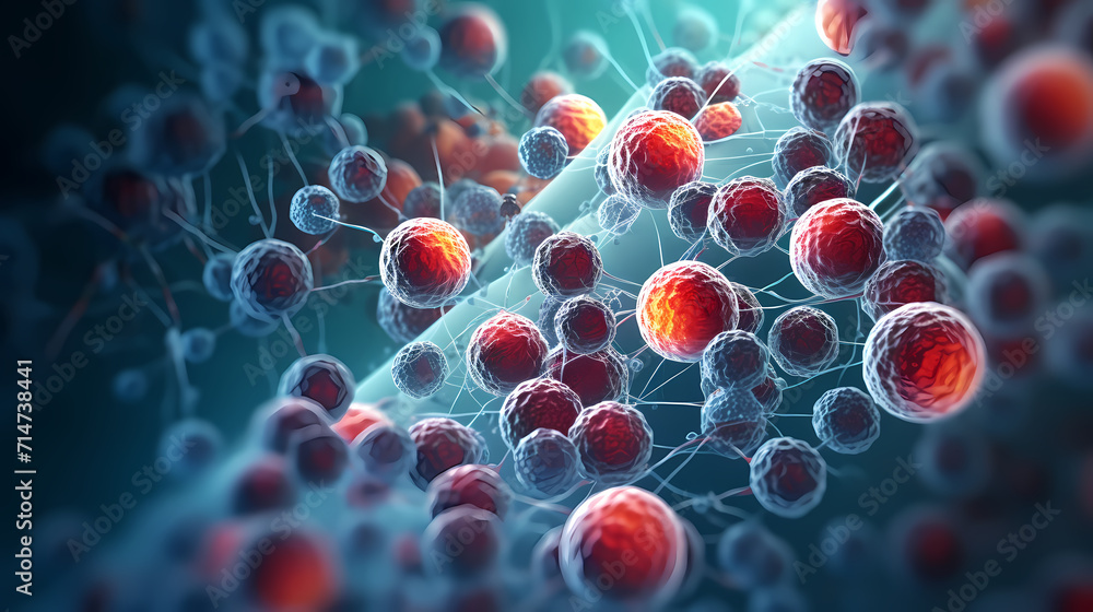 Obraz premium Human cell or embryonic stem cell medicine, human cell biology DNA molecular structure