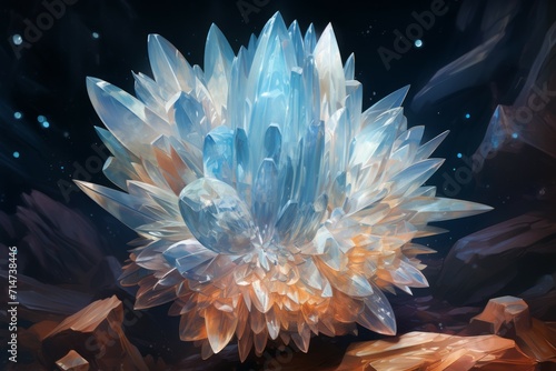 Luminescent moonstone crystals, radiating with otherworldly energy - Generative AI © Sidewaypics