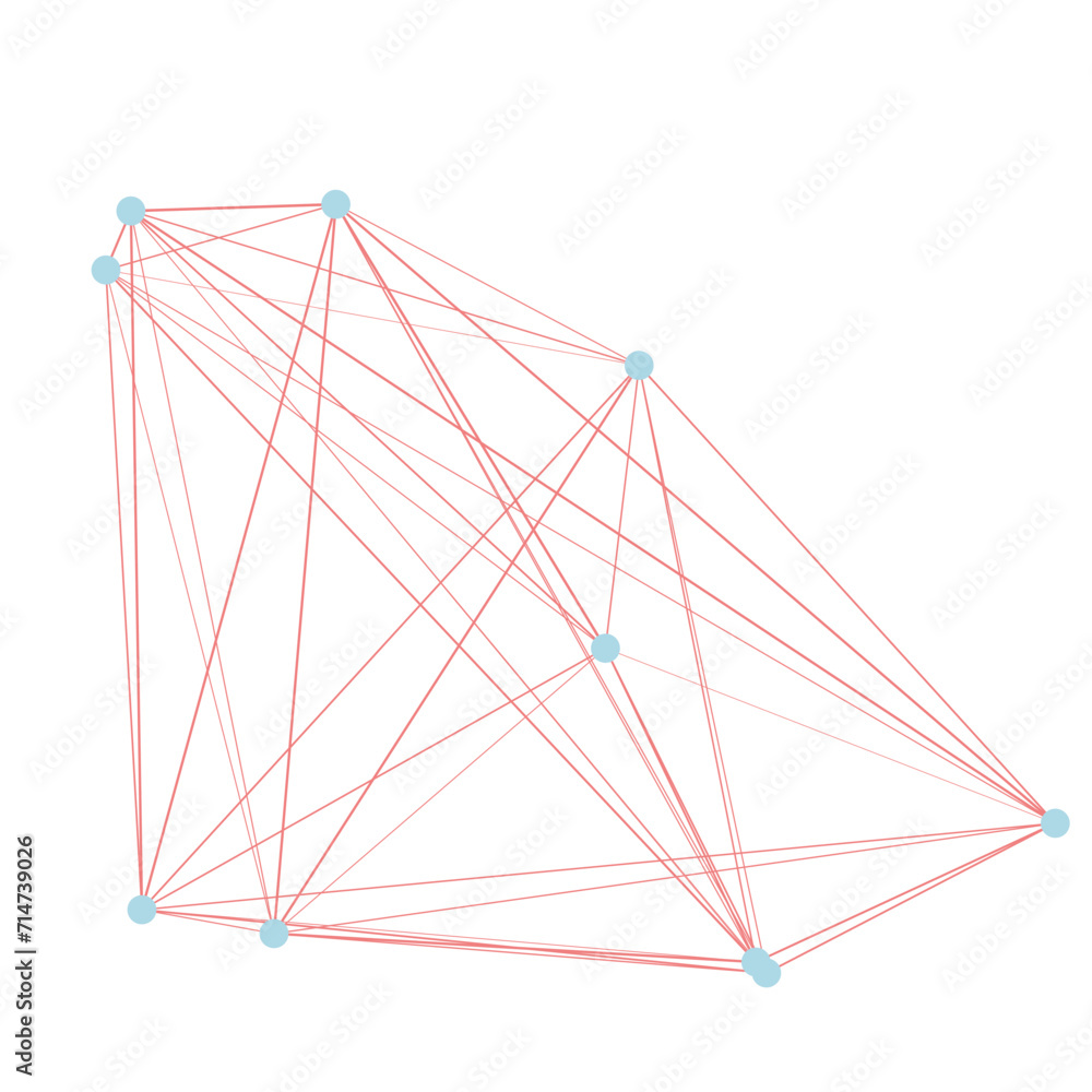 An abstract cut out transparent node network futuristic design element